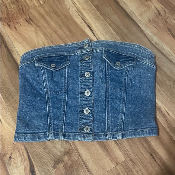 American Eagle Outfitters Tops - American Eagle Denim Button-Up Halter Top Sz Med